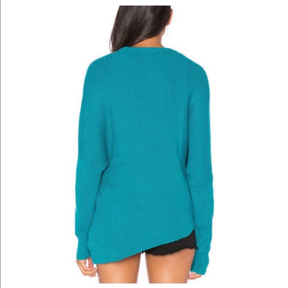 NWT Free People Asymmetrical Sweater Turquoise - Picture 3 of 3